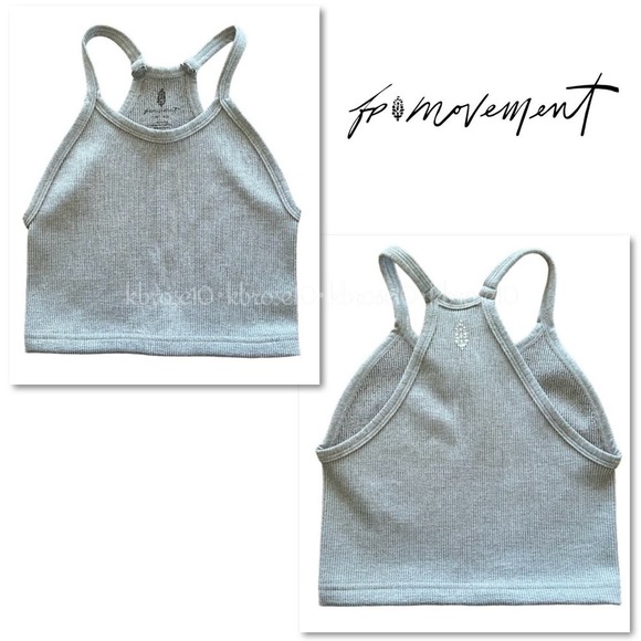 New! Free People FP Movement Happiness Runs Crop Tank M/L Heather Grey - Picture 1 of 7